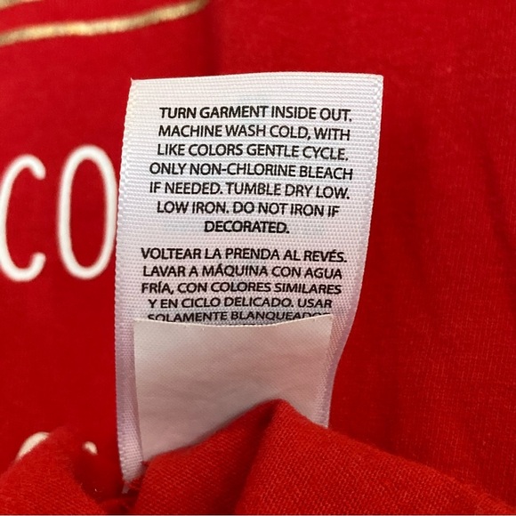 Wonder Nation Red Gold Christmas Favorite List Long Sleeve Shirt Medium 7 8 - Picture 4 of 5